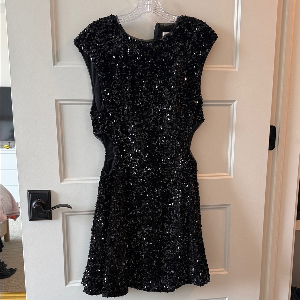 Elegant Black Sequin Mini Dress